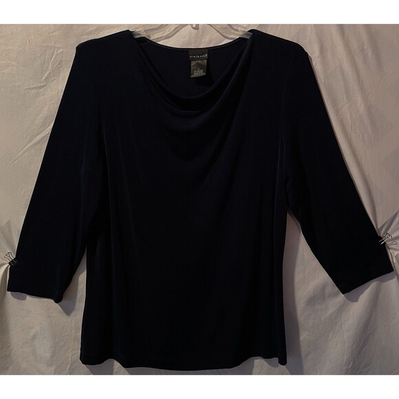 CITIKNITS Slinky Navy Blue Travelers Style Pullover Top Women's Size XL - Picture 3 of 8
